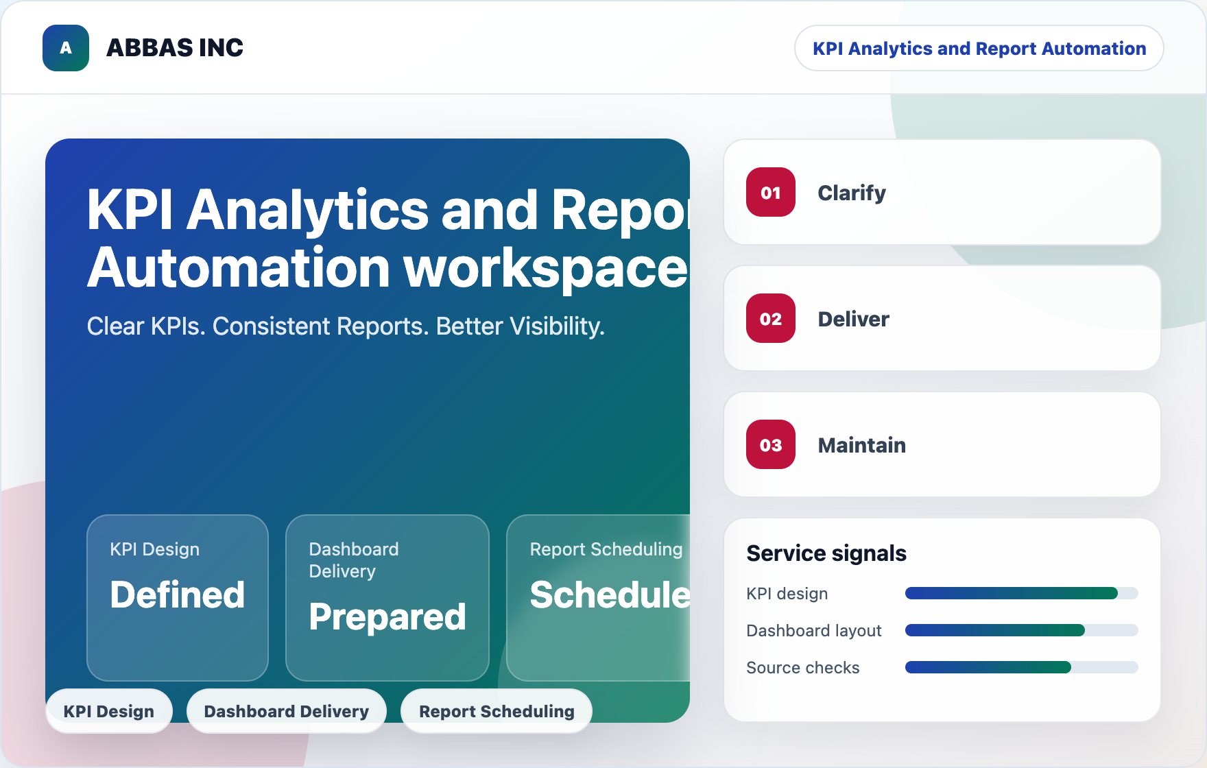 ABBAS INC service workspace scene